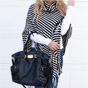 Black & white striped poncho